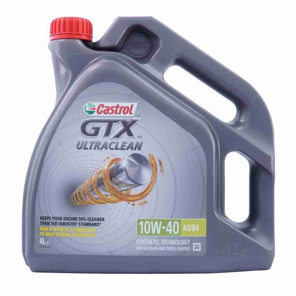 Castrol GTX Ultraclean 10W-40 Motoröl 4 Liter – ACEA A3/B4, API SN, Für Benziner & Diesel, Hält Motor Sauber