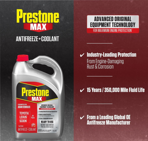 ANTICONGELANTE + REFRIGERANTE PRESTONE MAX ASIAN ROJO 3,78LT.