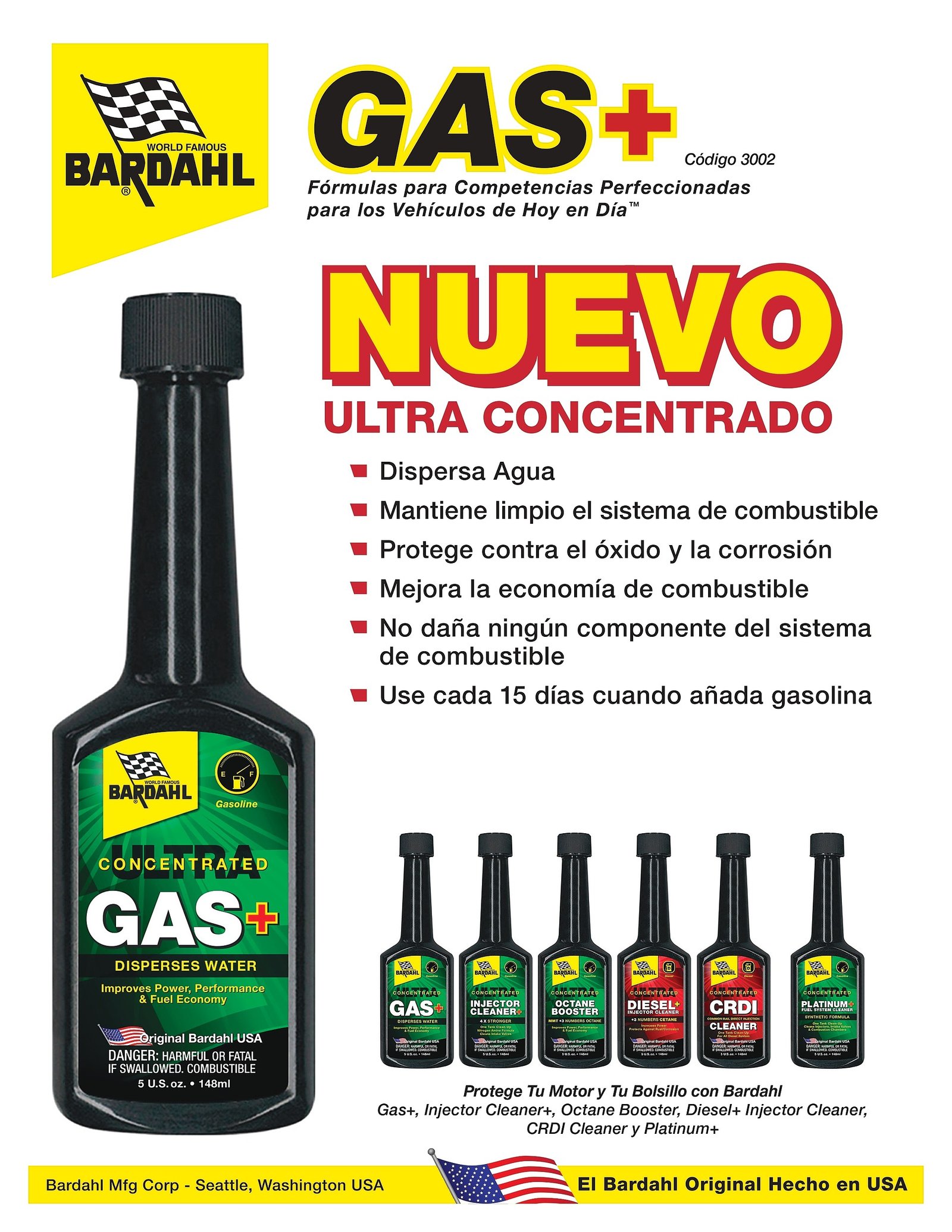 ADITIVO BARDAHL GAS + 3002 ULTRA CONCENTRATED / 148 ML.