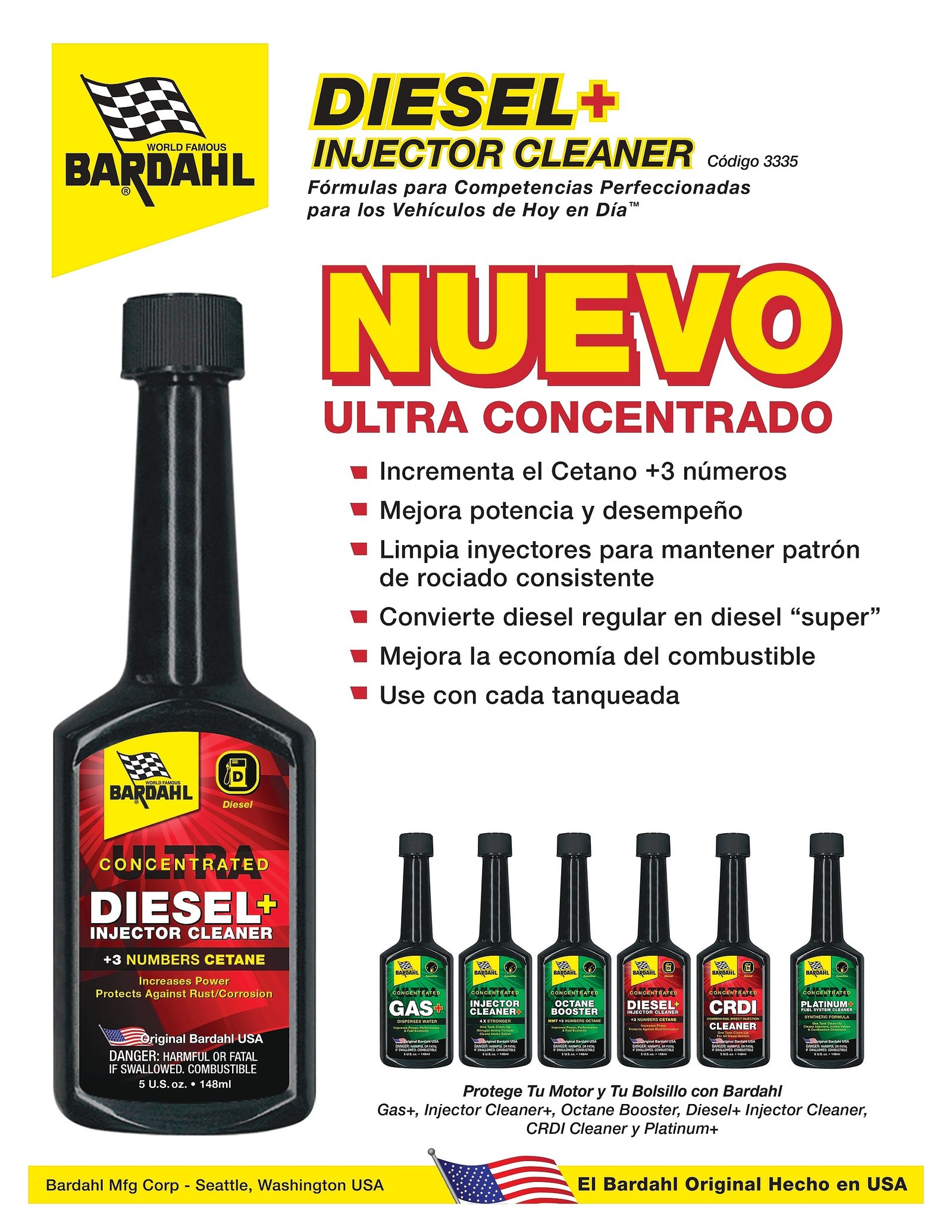 ADITIVO BARDAHL DIESEL PLUS INJECTOR CLEANER/ LIMPIA INYECTORES DIESEL 148 ML.
