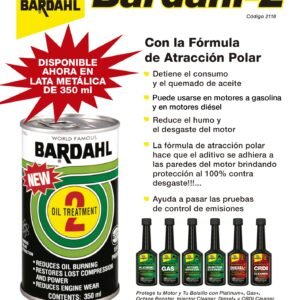 ADITIVO BARDAHL B2 OIL TREATMENT / REDUCE EL CONSUMO Y QUEMA DE ACEITE 443ML.